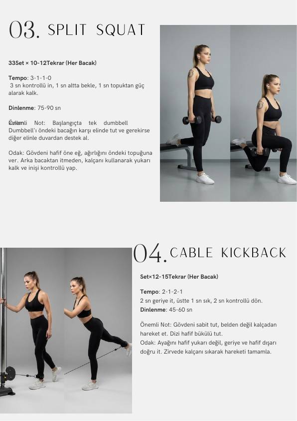 Split squat ve cable kickback form anlatımı